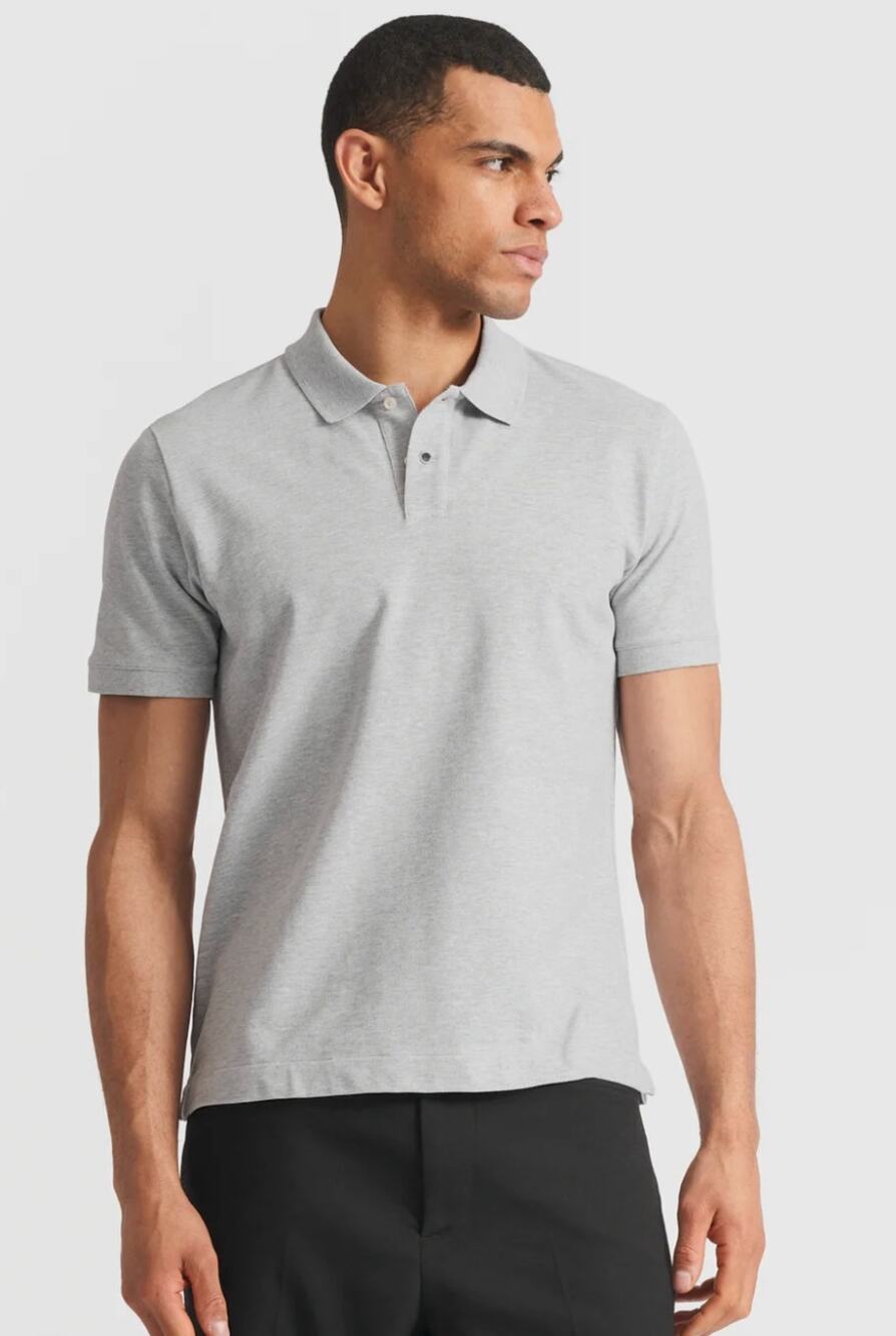 Son of a Tailor Pique Polo Shirt Supima Cotton Light Grey sz. M